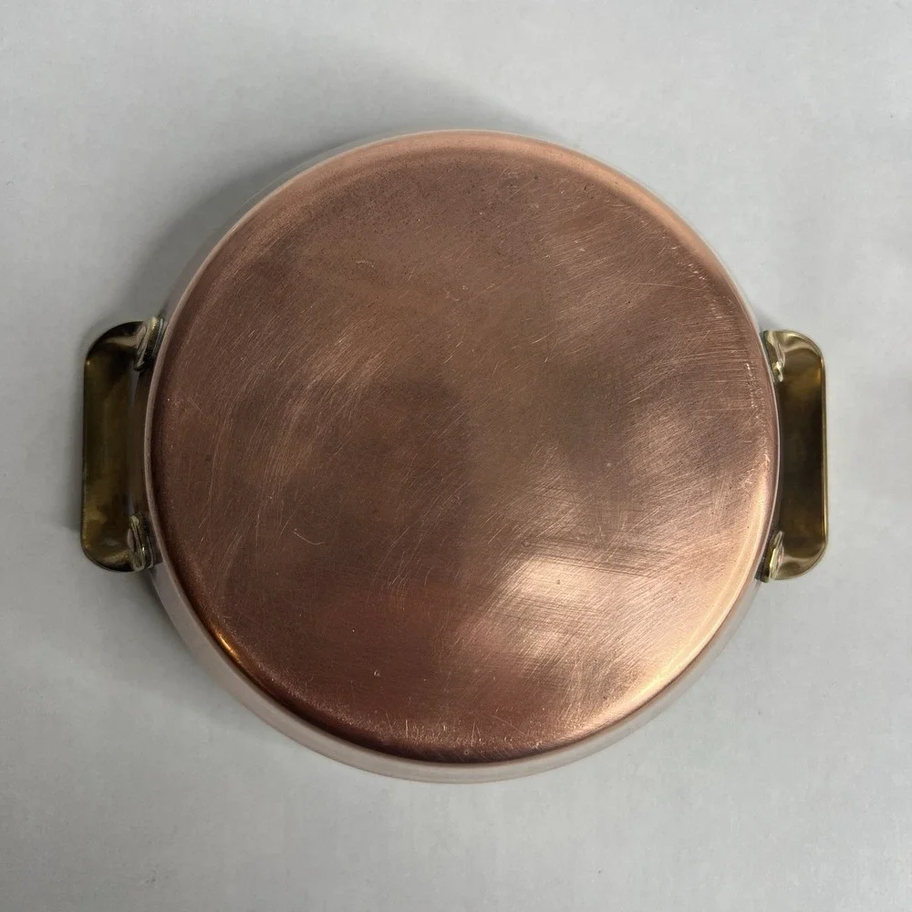 Antique Copper Saute Fry Pan Set Brass Handles 4.5